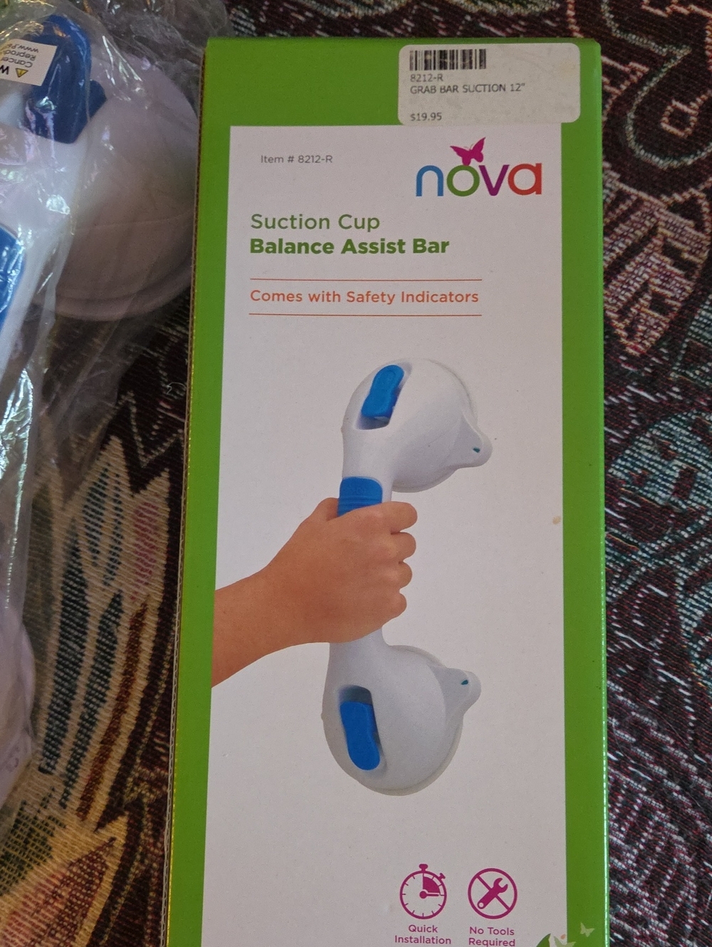 2 Nova White & Blue Suction Cup Balance Assist Bars